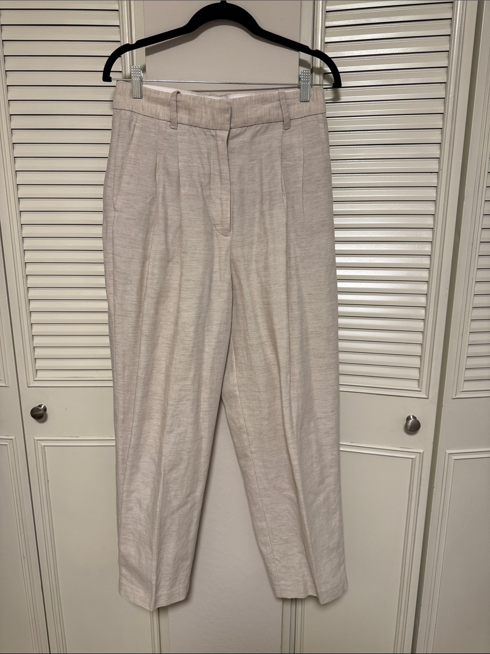 Aritzia Wilfred Tailored High-Rise Cream Linen Trousers